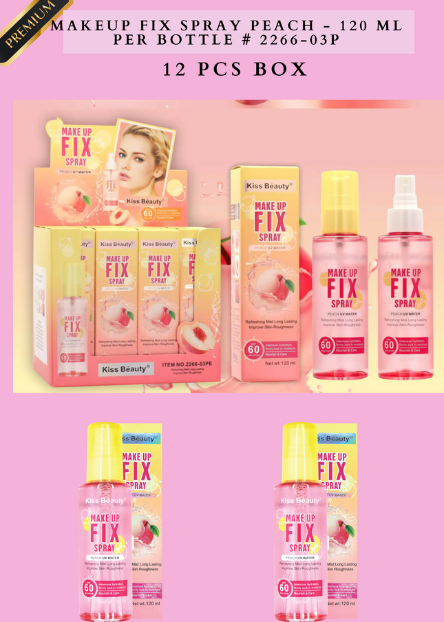 MAKEUP FIX SPRAY PEACH - 120 ML PER BOTTLE # 2266-03P - 12 PCS BOX