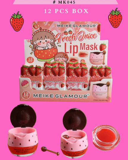LIP MASK - FRESH JUICE STRAWBERRY - MEIKE GLAMOUR # MK045 -(12 PCS BOX)
