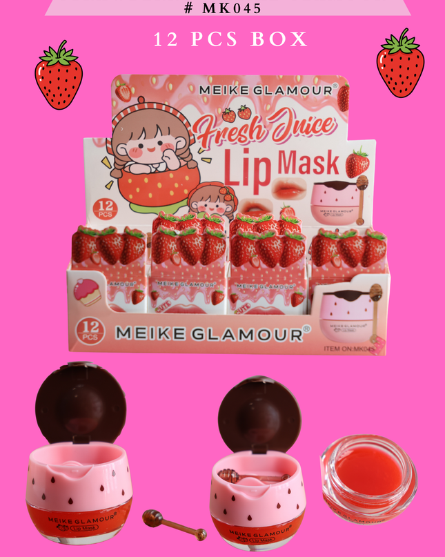 LIP MASK - FRESH JUICE STRAWBERRY - MEIKE GLAMOUR # MK045 -(12 PCS BOX)
