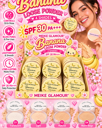 BANANA LOOSE POWDER with SPF 30 - 12 pcs box- Meike glamour - Mk503 (G8)