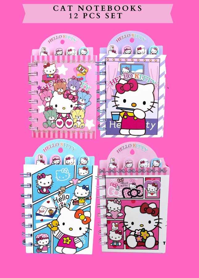 CAT-  MINI NOTEBOOKS -12 PCS SET