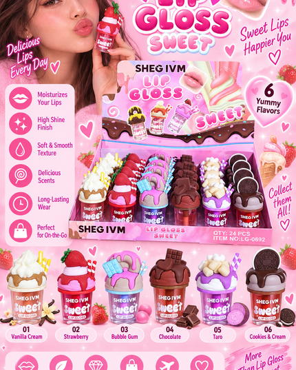 LIPGLOSS -CUPCAKE -SHEGIVM-24PCS (LG-0692) (L39)