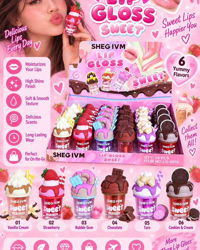 LIPGLOSS -CUPCAKE -SHEGIVM-24PCS (LG-0692) (L39)
