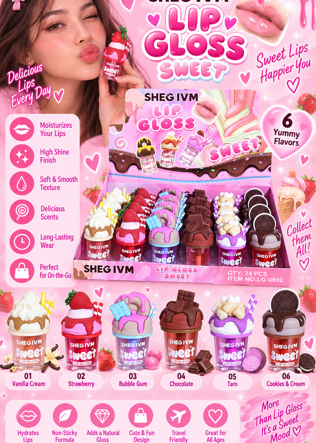 LIPGLOSS -CUPCAKE -SHEGIVM-24PCS (LG-0692) (L39)