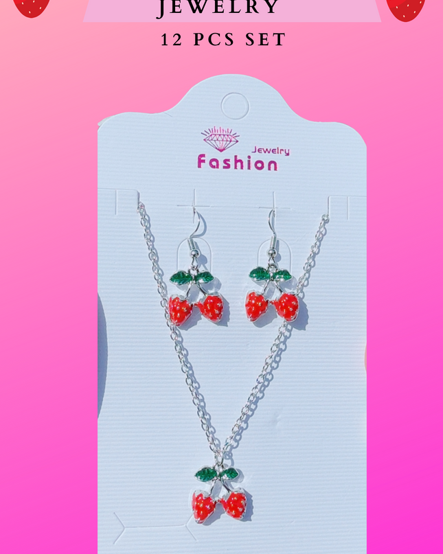 SET STRAWBERRY JEWELRY - 12 PCS SET