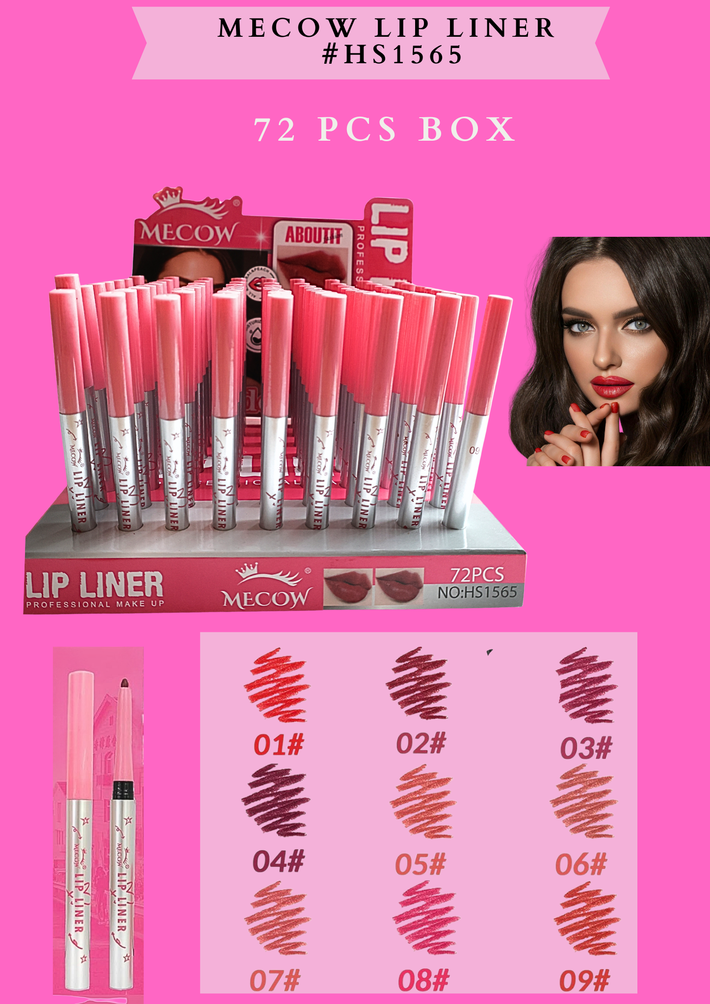 MECOW LIP LINER #HS1565 (72 PCS BOX)