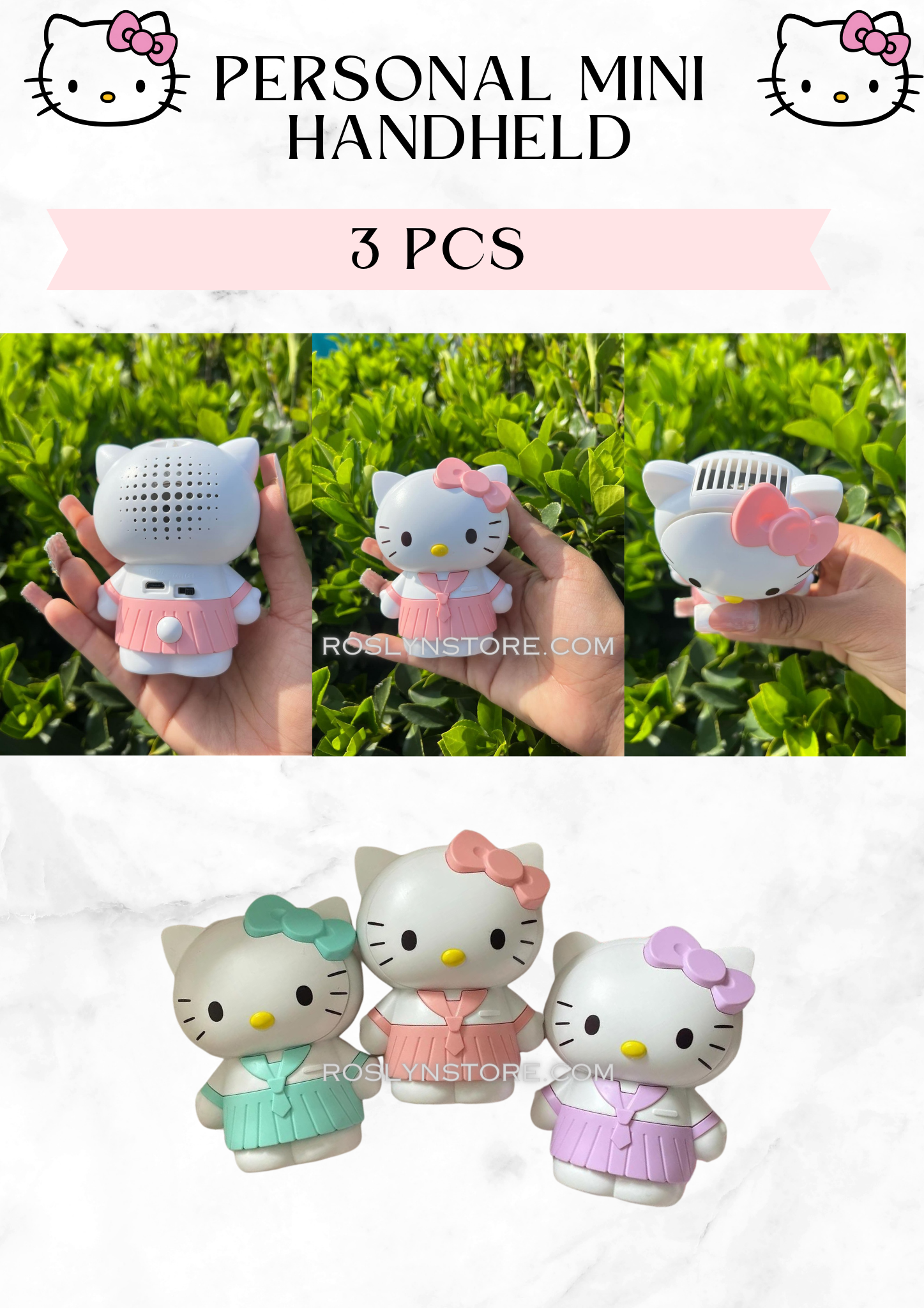 Personal Mini fans-  Handheld - HELLO KITTY - 3 pcs- fans