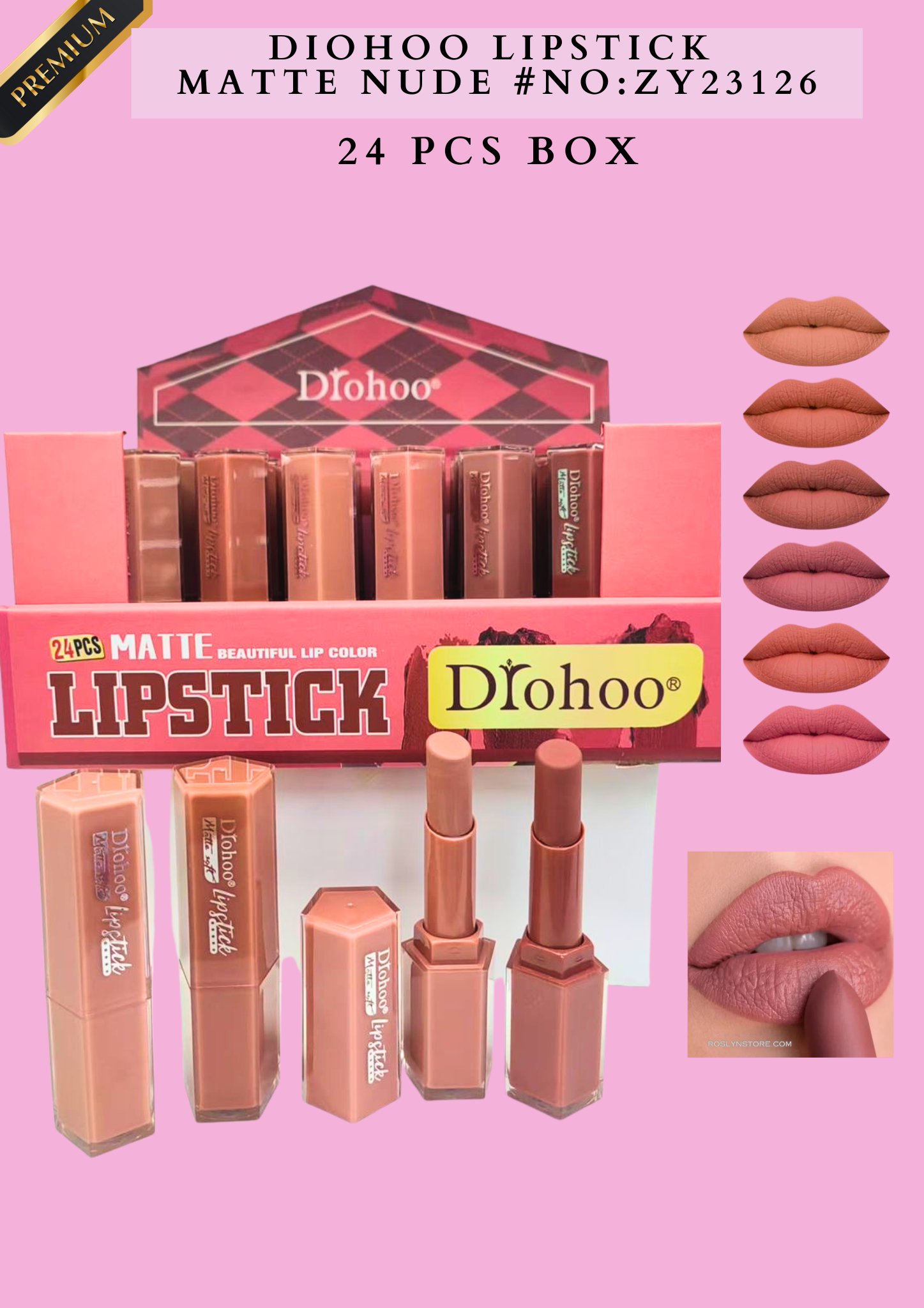 DIOHOO LIPGLOSS #AL060-  24 PCS BOX ( Premium Brand) NUDE COLORS