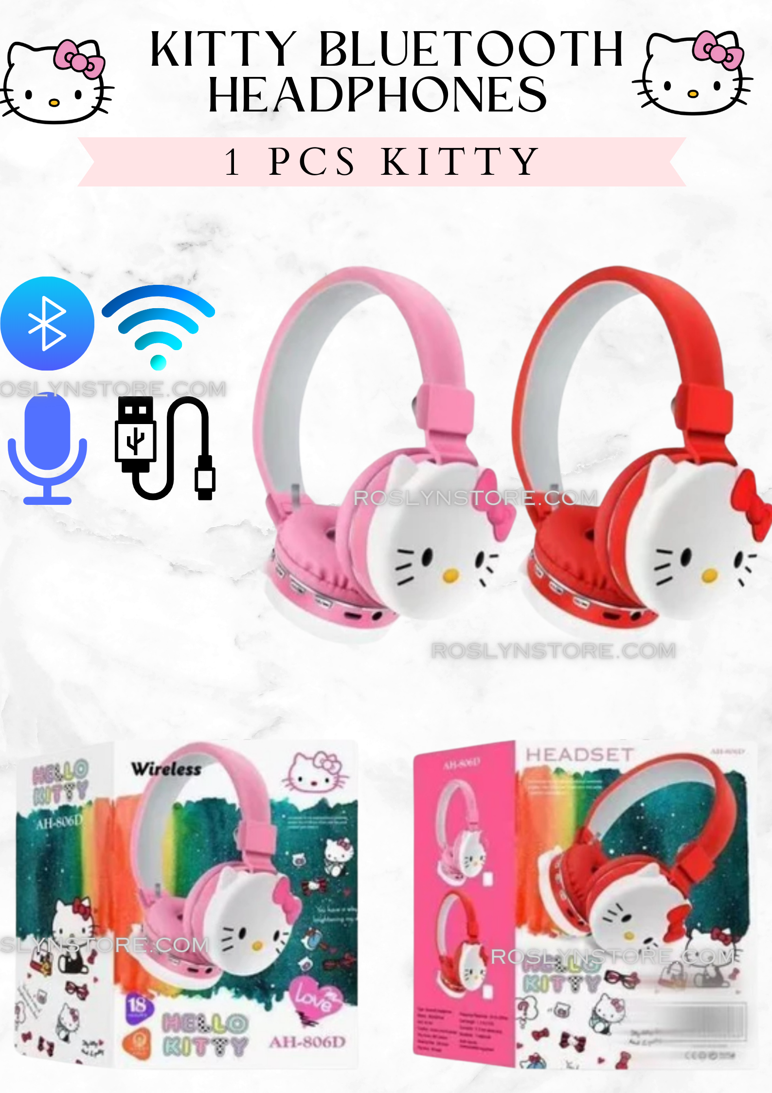 HELLO KITTY - HEADPHONE- Adjustable size