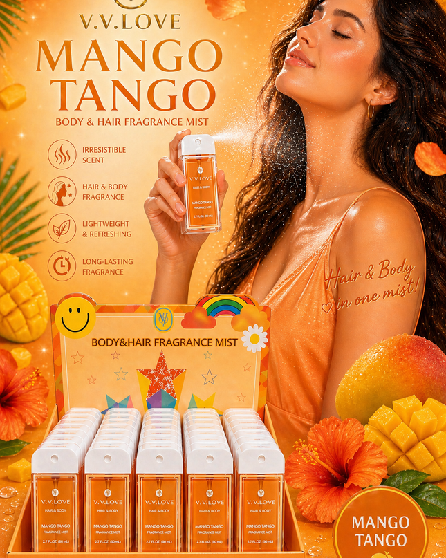 MANGO TANGO- BODY & HAIR FRAGRANCE MIST - Vv love ( 40 pcs box ) 80 ml per each