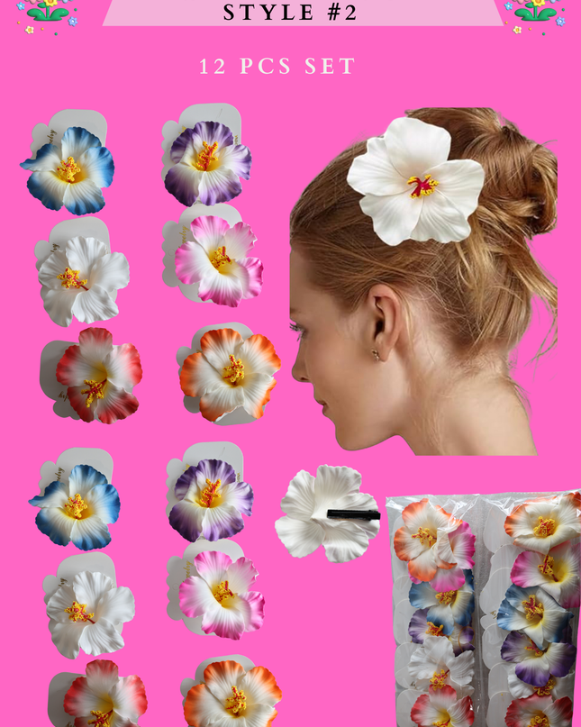 HAWAIIAN HAIR CLIP (STYLE #2)- (12 PCS SET)