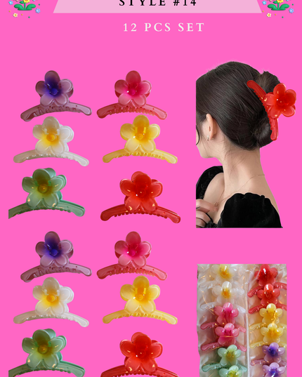 HAWAIIAN HAIR CLAW (STYLE #14)- (12 PCS SET)
