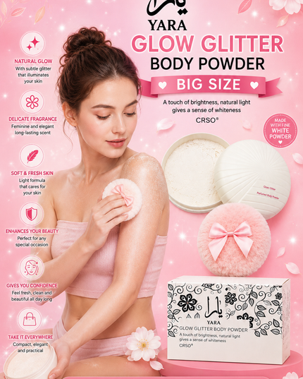YARA BIG SIZE BODY POWDER PERFUME with glitter  -1 pcs