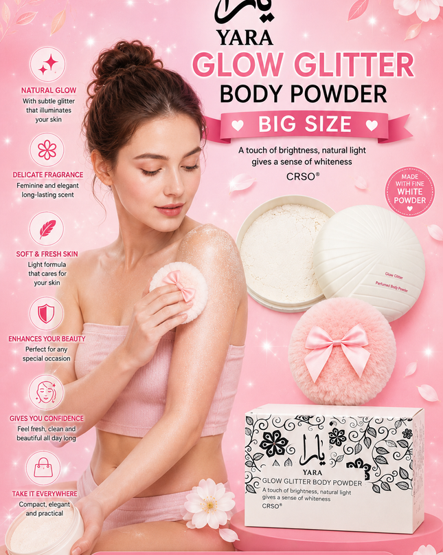 YARA BIG SIZE BODY POWDER PERFUME with glitter  -1 pcs