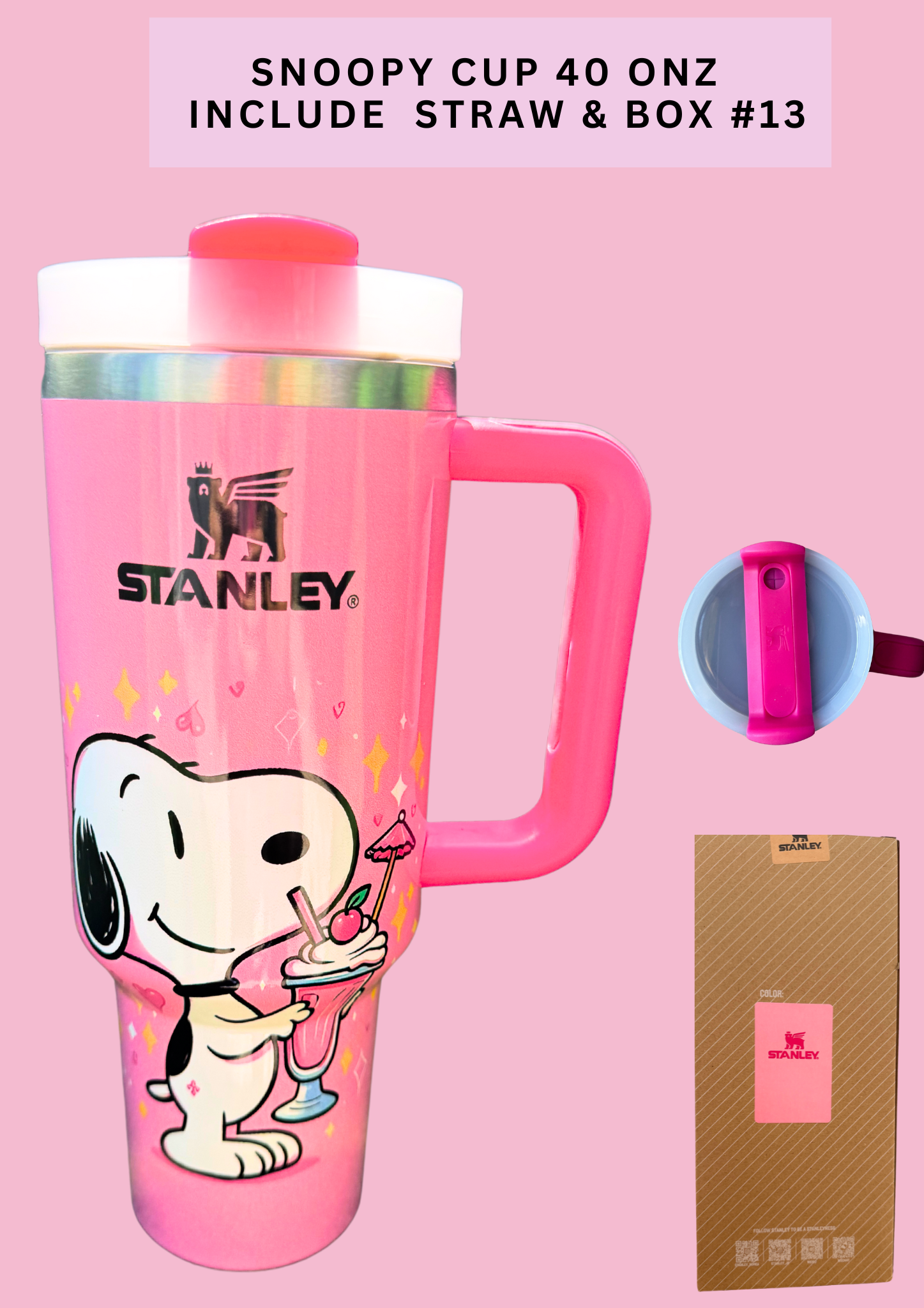 SNOOPY CUP 40 ONZ INCLUDE STRAW & BOX #13