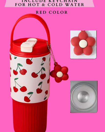 CHERRY CUP 30 ONZ INCLUDE KEYCHAIN FOR HOT & COLD WATER ( include straw)