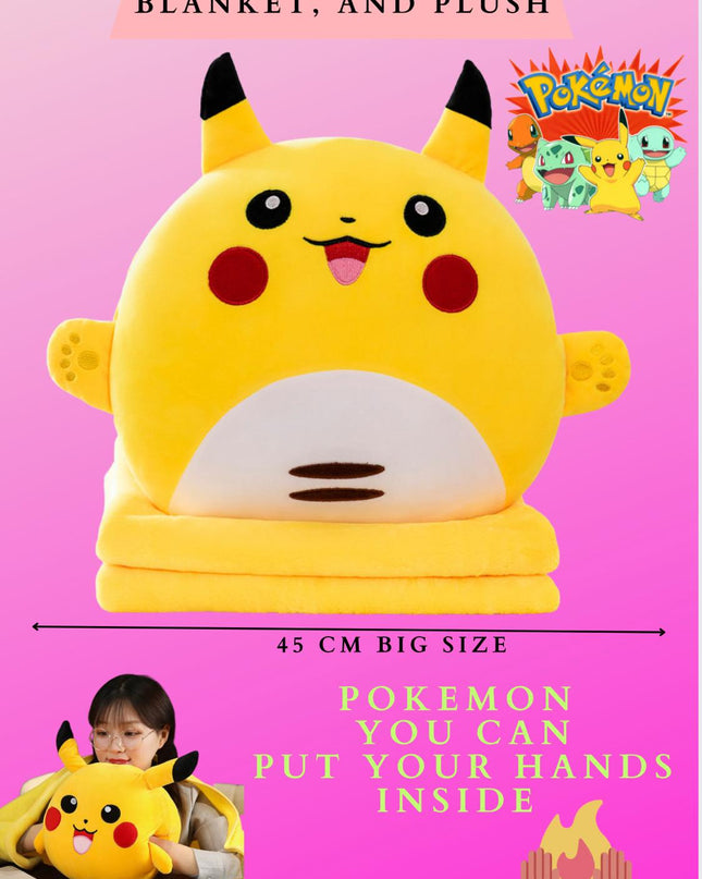 3-IN -1 PILLOW BLANKET, AND PLUSH ( POKÉMON) blanket inside 140x100 cm