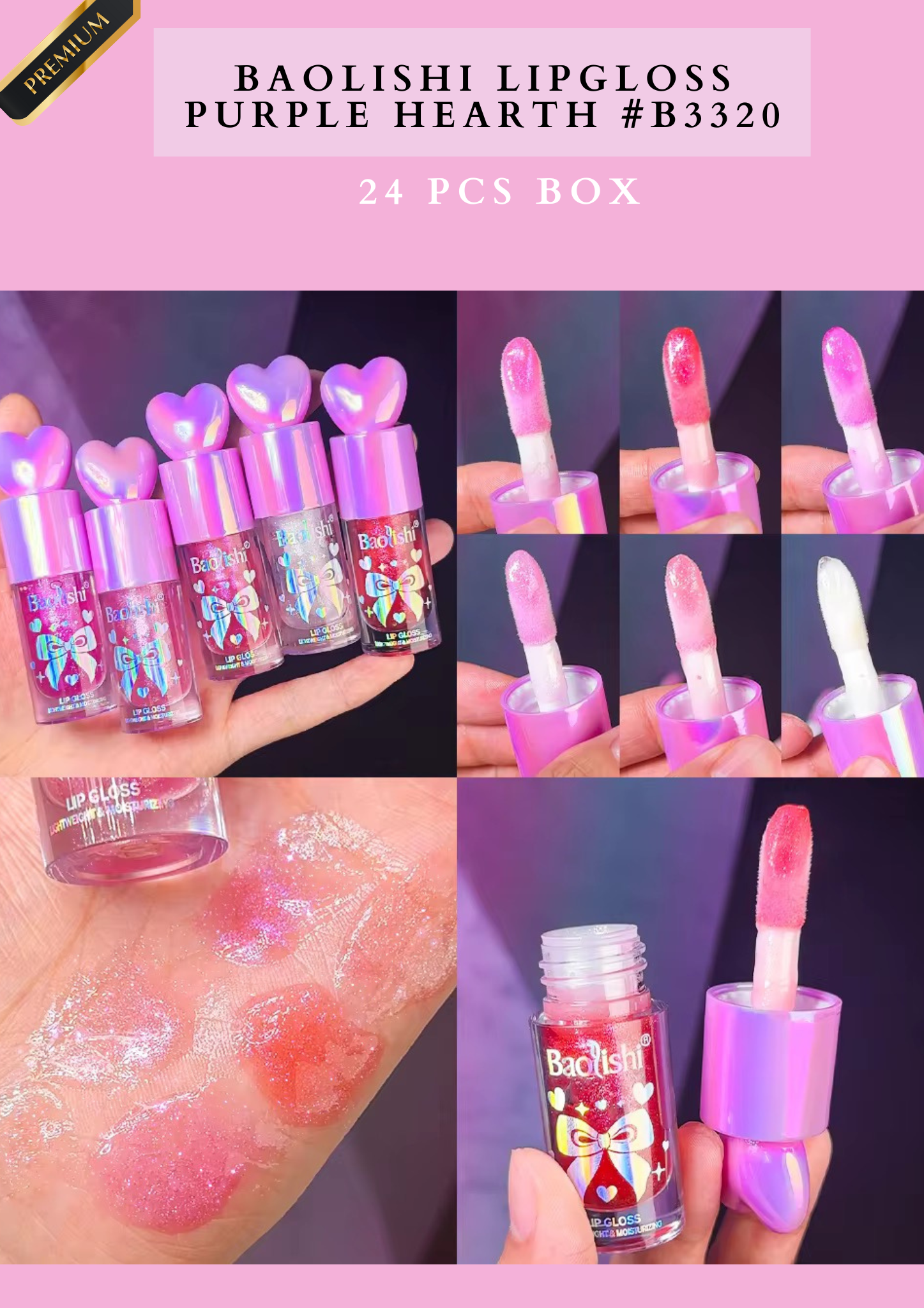 BAOLISHI LIPGLOSS PURPLE HEARTH #B3320 (24 PCS BOX)