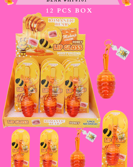 HONEY LIPGLOSS ROMANTIC BEAR #HF 8101 12 PCS BOX