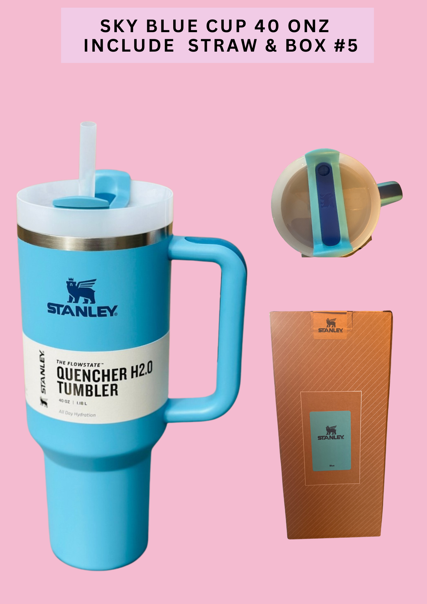 SKY BLUE CUP 40 ONZ INCLUDE STRAW & BOX #5