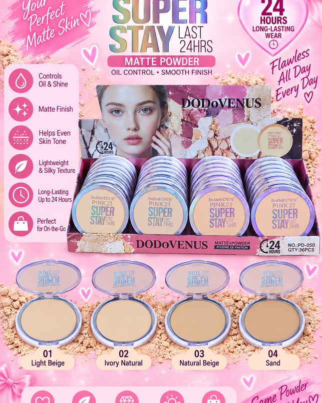 PRESS POWDER-SUPER STAY PINK 21-DODO VENUS -36 PCS -PD050 (L42)