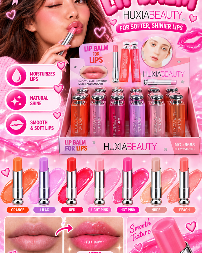 LIP BALM -HUXIA BEAUTY -(24 PCS BOX) (COD 6688)