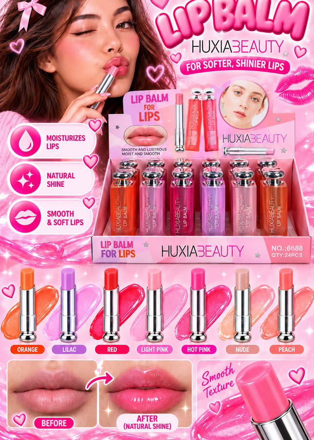 LIP BALM -HUXIA BEAUTY -(24 PCS BOX) (COD 6688)