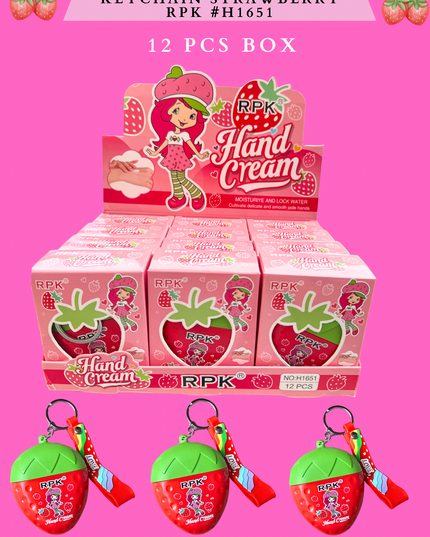 BIG SIZE HABD CREAM WITH KEYCHAIN STRAWBERRY RPK #H1651 - (12 PCS BOX)