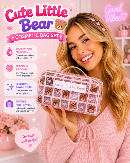 COSMETIC BAG BEAR - 4 pcs set ( big size )