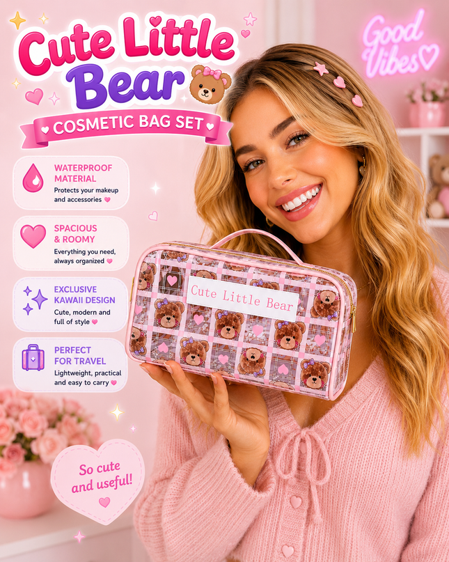 COSMETIC BAG BEAR - 4 pcs set ( big size )