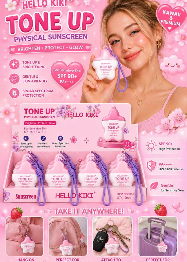 SUNSCREEN WITH KEYCHAIN - hello Kiki - 12 pcs box ( #YC7781)