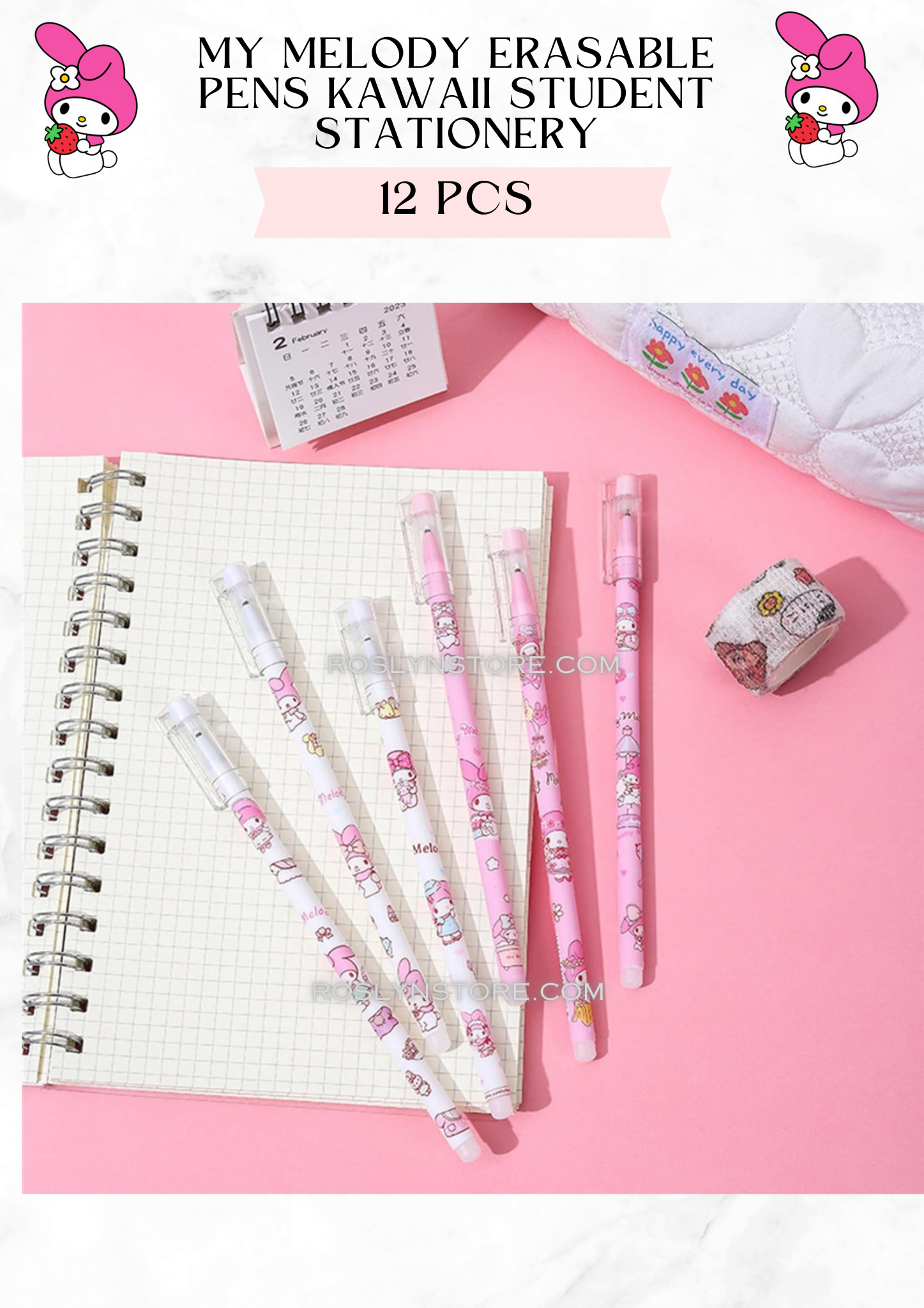 My Melody -ERASABLE PENS  -12 pcs in a box