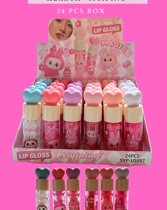 LABUBU LIPGLOSS HEARTH- SIYIPING 24 PCS BOX LIP GLOSS- #LG097