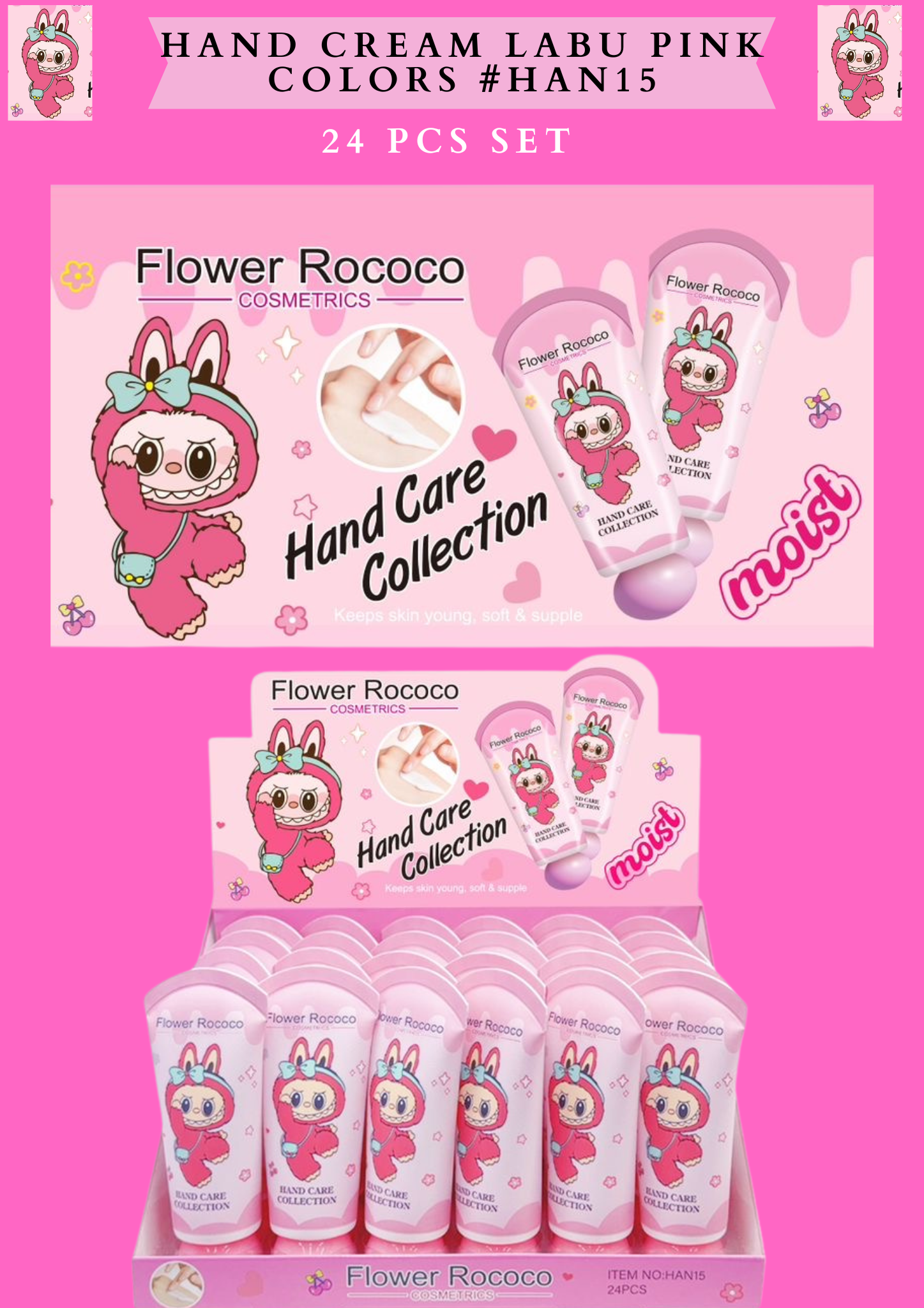 HAND CREAM LABU PINK COLORS #HAN15 (24 PCS SET)