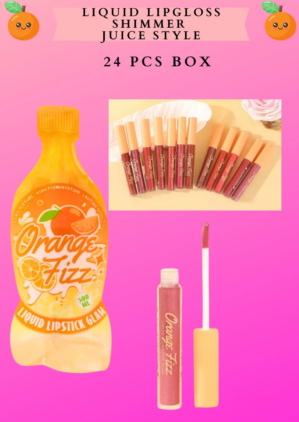 LIQUID LIPGLOSS shimmer JUICE STYLE 24 PCS BOX - ORANGE Fizz