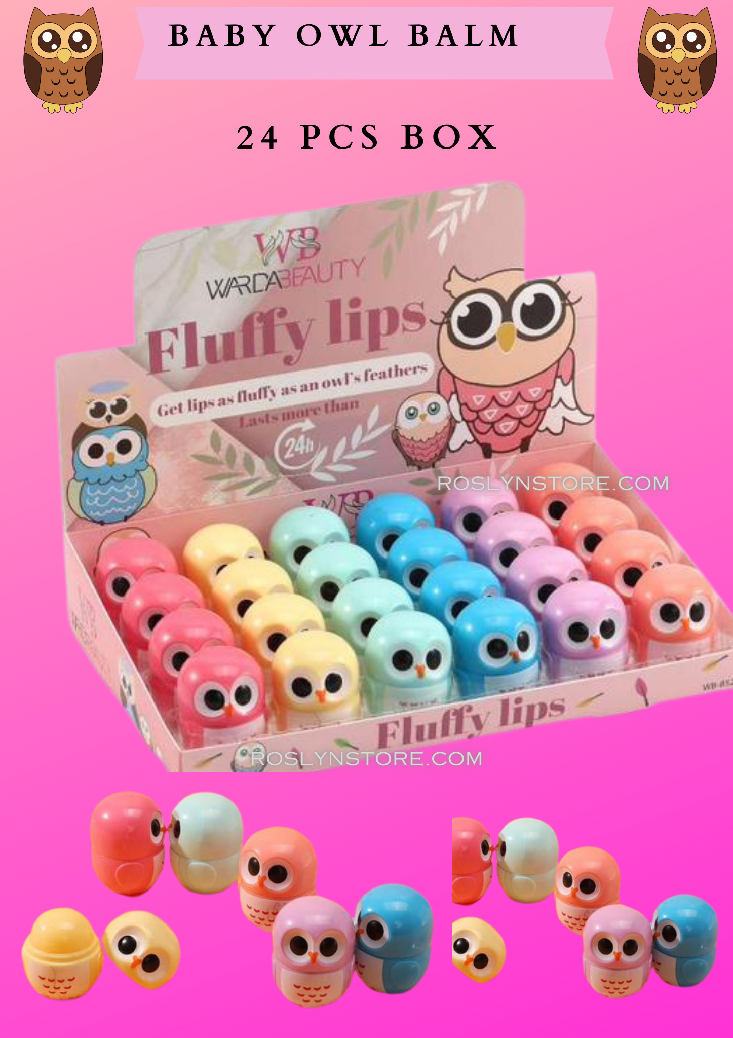 BAbby OWL  - LIP BALM- 24 pcs