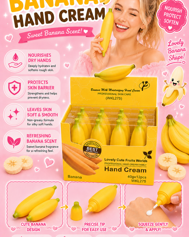HAND CREAM BANANA- big size 12 pcs box -LOVELY - #WKL275
