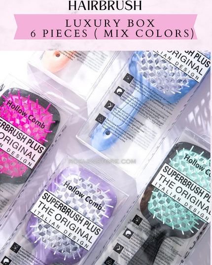 DETANGLING MASSAGE HAIRBRUSH
LUXURY BOX - 6 PIECES ( MIX COLORS)
