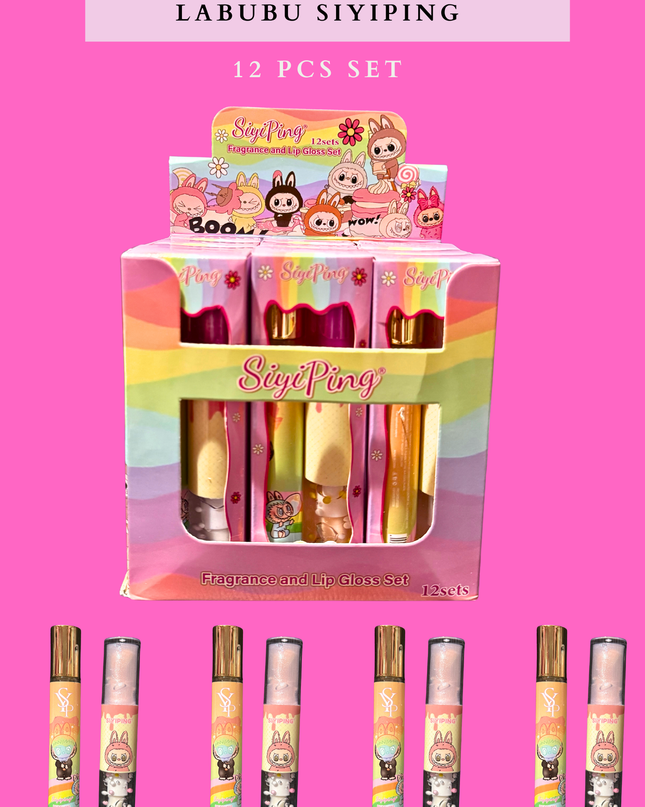 PERFUME & LIPGLOSS LABUBU SIYIPING - 12 PCS SET