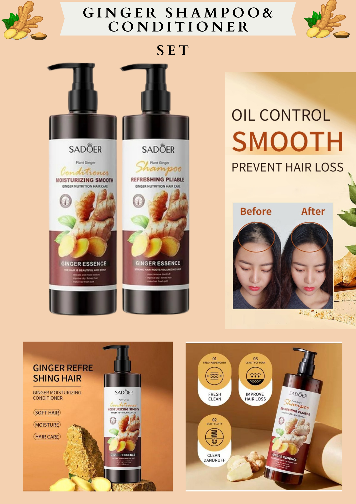 GINGER SHAMPOO & CONDITIONER SET (SADOER)