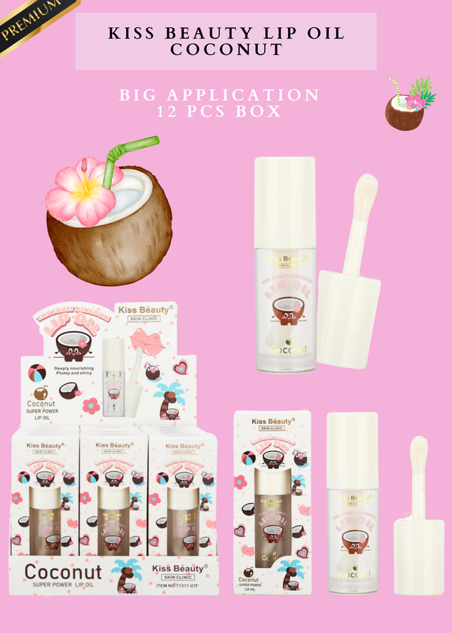 KISS  BEAUTY  LIP  OIL coconut - 12 pcs box ( big applicator)