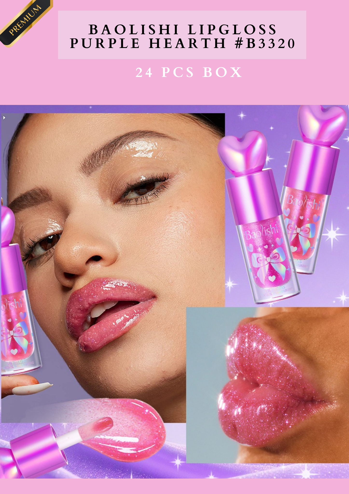 BAOLISHI LIPGLOSS PURPLE HEARTH #B3320 (24 PCS BOX)