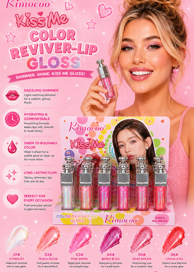 RIMOCOO LIPGLOSS SHIMMER - 24PCS box -#R9024