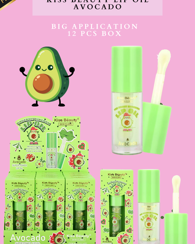KISS  BEAUTY  LIP  OIL Avocado - 12 pcs box ( big applicator)