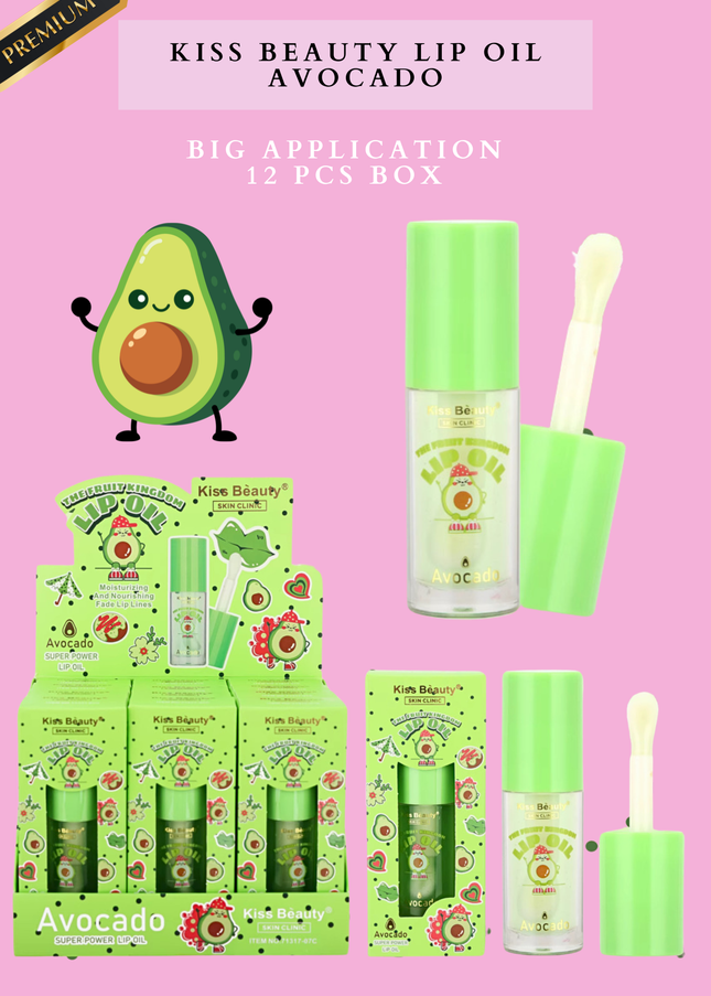 KISS  BEAUTY  LIP  OIL Avocado - 12 pcs box ( big applicator)