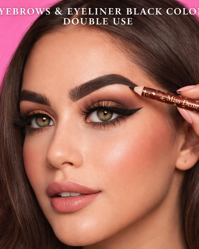 EYEBROWS & EYELINER BLACK COLOR (DOUBLE USE) INCLUDE SHARPENER 12 PCS SET
