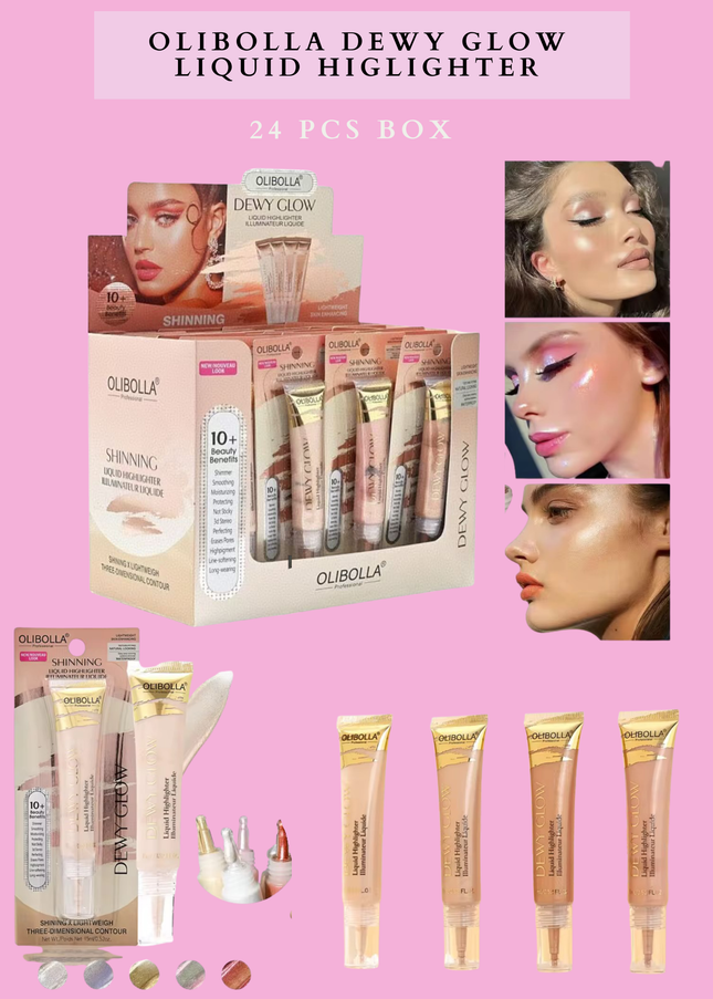 OLIBOLLA DEWY GLOW LIQUID HIGLIGHTER for face and body - 24 PCS BOX