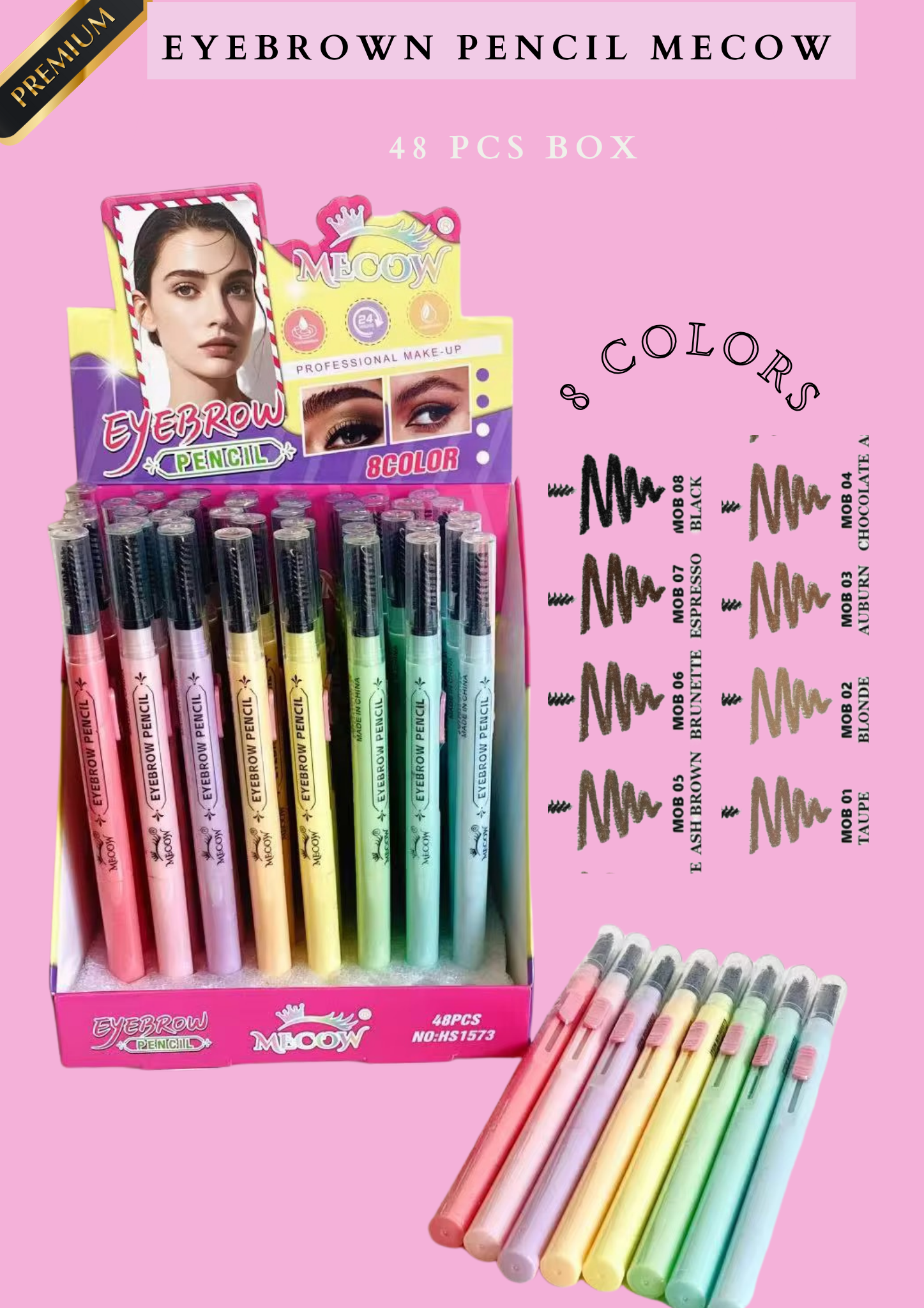 EYEBROWN PENCIL MECOW - 48 PCS BOX