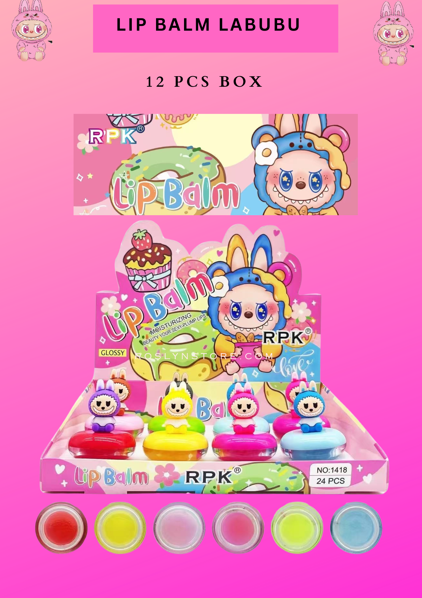LIP BALM LABUBU 12 PCS BOX- ( #1418)