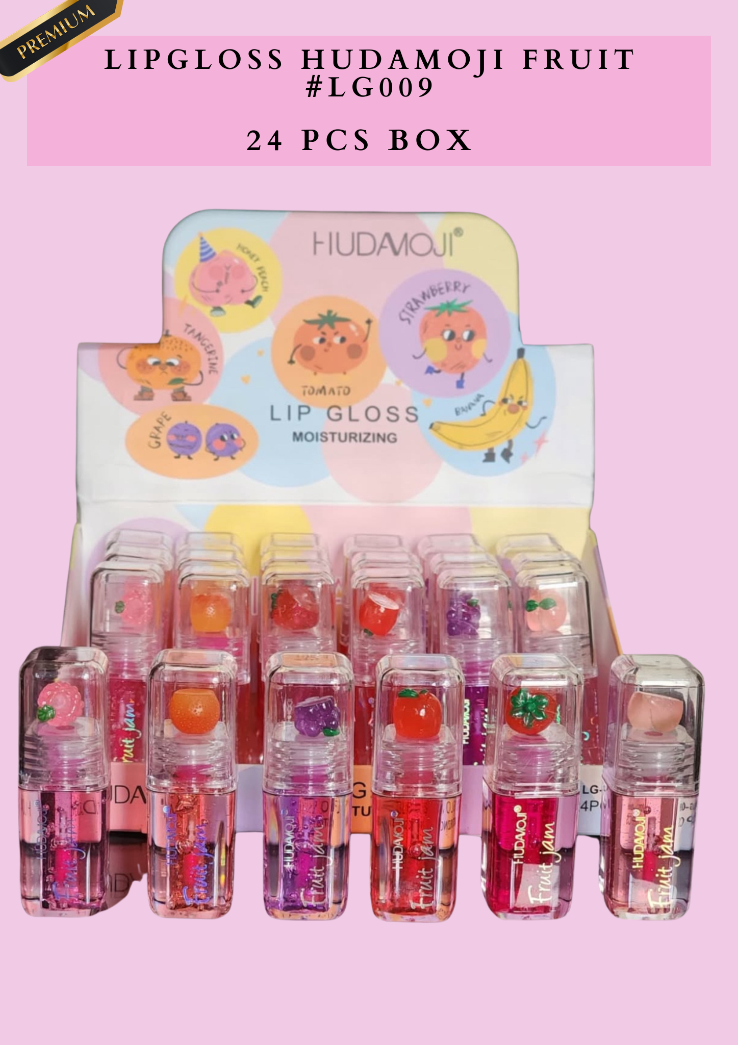 LIPGLOSS HUDAMOJI FRUIT #LG009-  24 PCS BOX
